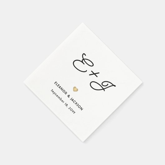 Stilvolle Deko Typografy Script Monogram Wedding Serviette (Ecke)