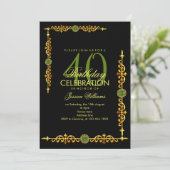 Stilvolle Dekorationsgrenze, Peridot Gem Birthday Einladung (Stehend Vorderseite)