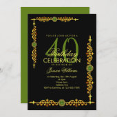 Stilvolle Dekorationsgrenze, Peridot Gem Birthday Einladung (Vorne/Hinten)