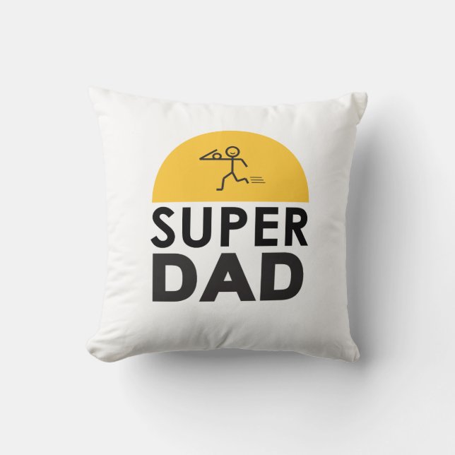 Stilvolle Design "SUPER VATER" Personalisierte Wün Kissen (Vorderseite)