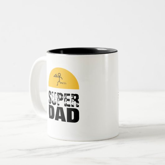 Stilvolle Design "SUPER VATER" Personalisierte Wün Zweifarbige Tasse (Vorderseite Links)
