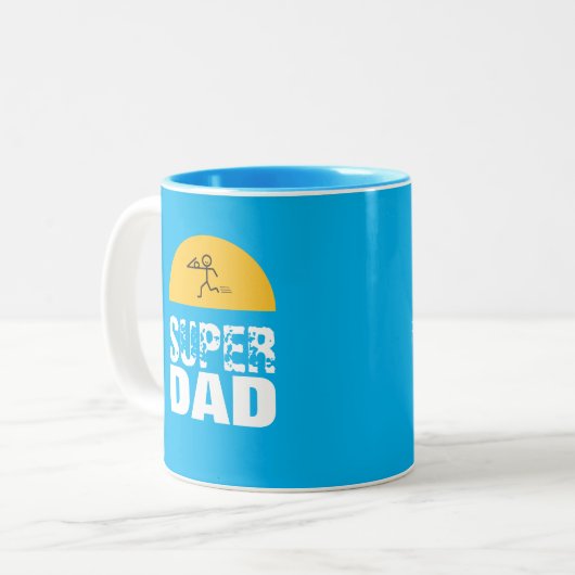 Stilvolle Design "SUPER VATER" Personalisierte Wün Zweifarbige Tasse (Vorderseite Links)