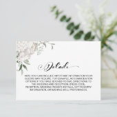 Stilvolle Details zum Hochzeitsfest mit weißer Blü Begleitkarte (Stehend Vorderseite)