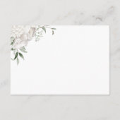 Stilvolle Details zum Hochzeitsfest mit weißer Blü Begleitkarte (Rückseite)