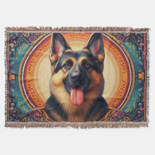 Stilvolle Deutsche Schäferhund farbenfrohe Rahmen Decke (Vorderseite)