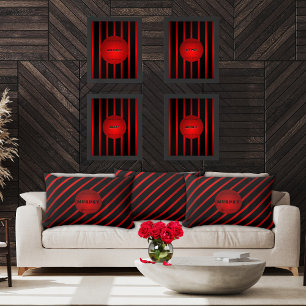 Stilvolle Diagonal Black Stripes Monogramm Name Lendenkissen