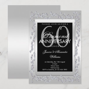 Stilvolle Diamanten Silberne 60. Hochzeitstag-Jubi Einladung