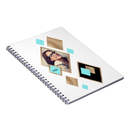 Stilvolle Diamond Geometric mit Foto und Monogramm Notizblock (Rechte Seite)