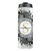Stilvolle Diamonds Black Gold Rose Monogram Thermosbecher (Vorderseite)