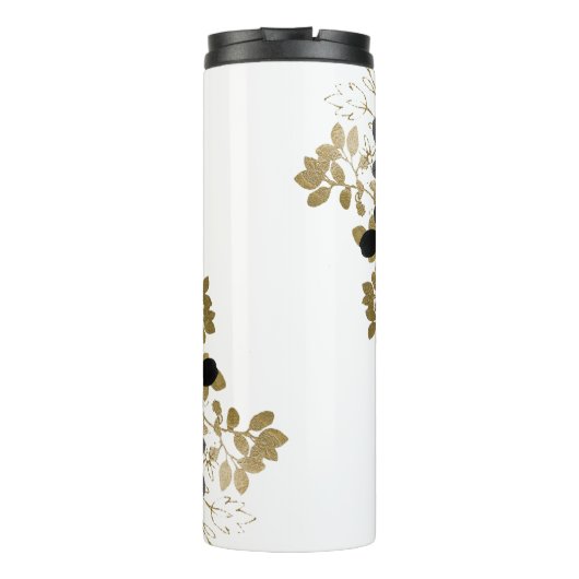 Stilvolle Diamonds Black Gold Rose Monogram Thermosbecher (Rückseite)