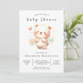 Stilvolle Digital Bear Baby Dusche Einladung (Stehend Vorderseite)