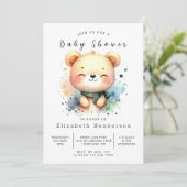 Stilvolle Digital Bear Baby Dusche Einladung (Stehend Vorderseite)