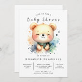 Stilvolle Digital Bear Baby Dusche Einladung (Vorne/Hinten)