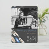 Stilvolle Digital Butterfly Foto Graduation Party Einladung (Stehend Vorderseite)