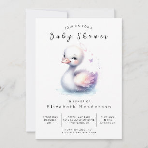 Stilvolle Digital Swan Baby Dusche Einladung