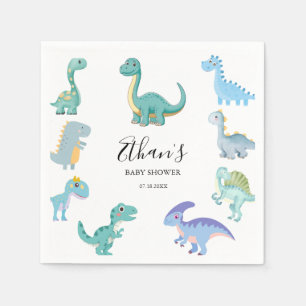 Stilvolle Dinosaurier-Baby-Party Weiß Serviette