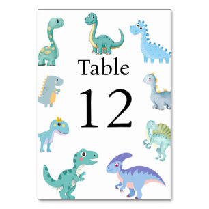 Stilvolle Dinosaurier-Baby-Party Weiß Tischnummer