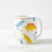 Stilvolle Dinosaurier, Blumenelemente, niedlich. Kaffeetasse (VorderseiteRechts)