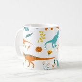Stilvolle Dinosaurier, Blumenelemente, niedlich. Kaffeetasse (Vorderseite Links)