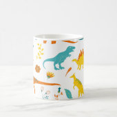 Stilvolle Dinosaurier, Blumenelemente, niedlich. Kaffeetasse (Mittel)