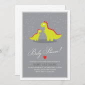 Stilvolle Dinosaurier Gray Baby Dusche Einladung (Vorne/Hinten)