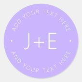 Stilvolle DIY Couples Monogram & Editable Lavender Runder Aufkleber (Vorderseite)