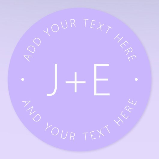 Stilvolle DIY Couples Monogram & Editable Lavender Runder Aufkleber