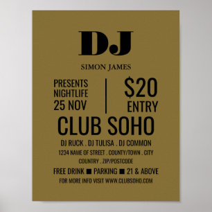 Stilvolle DJ-, Club Event-Werbung Poster