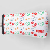 Stilvolle DOG PAW-DRUCKER und LIEBE HEARTS Monogra Golf Headcover (Vorderseite)