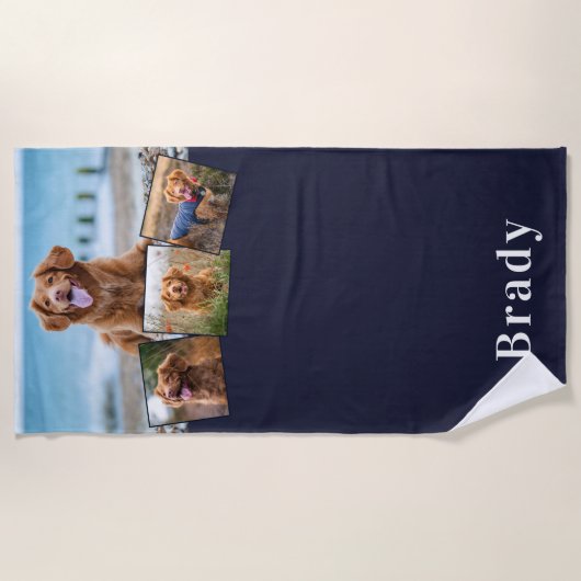 Stilvolle DOG Personalisiert Pet 4 FotoCollage Strandtuch (Vorderseite)