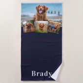 Stilvolle DOG Personalisiert Pet 4 FotoCollage Strandtuch (Vorderseite)