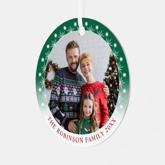 Stilvolle Doppelseiten mit zwei Fotos Schneeflocke Ornament Aus Metall (Vorderseite links)