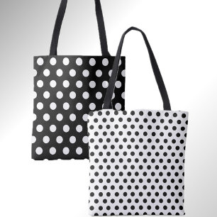 Stilvolle Double Dots Black and White Polka Dot Ta Tasche