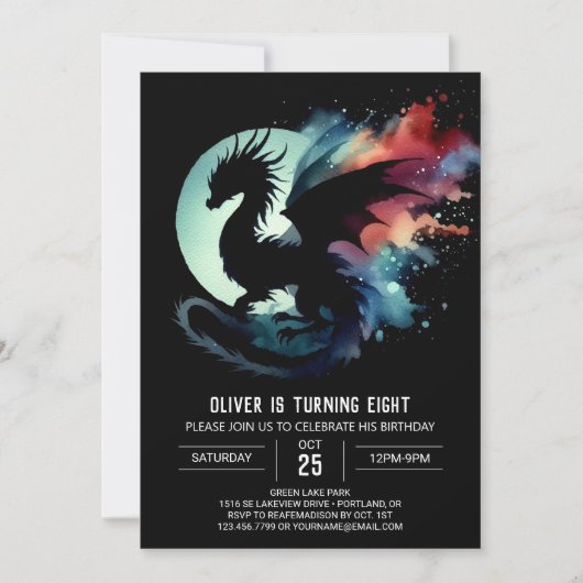 Stilvolle Dragon Birthday Celebration Einladung (Vorderseite)