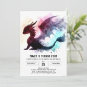 Stilvolle Dragon Birthday Children Einladung (Stehend Vorderseite)