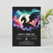 Stilvolle Dragon Birthday individuell anpassbar Einladung (Stehend Vorderseite)