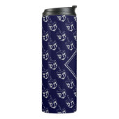 Stilvolle DREIDEL Monogram Blue Gray Thermosbecher (Nach links gedreht)