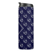 Stilvolle DREIDEL Monogram Blue Gray Thermosbecher (Nach rechts gedreht)