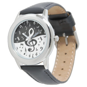 Stilvolle dreifacher Clef-Welle Schwarzweiss Armbanduhr