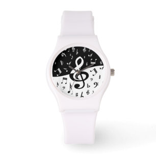 Stilvolle dreifacher Clef-Welle Schwarzweiss Armbanduhr