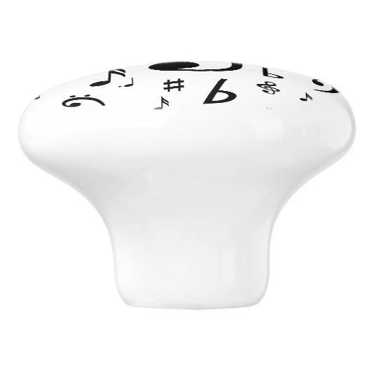 Stilvolle dreifacher Clef-Welle Schwarzweiss Keramikknauf (Seitenansicht)