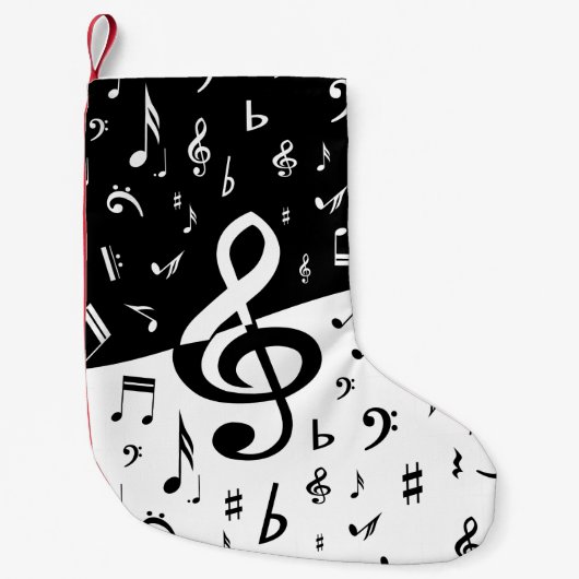 Stilvolle dreifacher Clef-Welle Schwarzweiss Kleiner Weihnachtsstrumpf (Vorderseite)