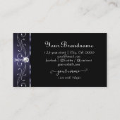 Stilvolle Dunkelblau-weiße Verzierte Grenzen Monog Visitenkarte (Rückseite)