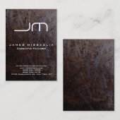 Stilvolle Dunkelbraun-Holz-White-Monogramm Visitenkarte (Vorne/Hinten)