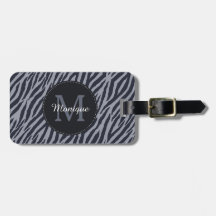Stilvolle dunkelgraue Zebra Print Monogram und Nam