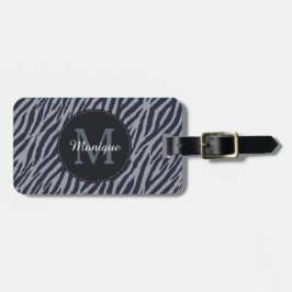 Stilvolle dunkelgraue Zebra Print Monogram und Nam Gepäckanhänger