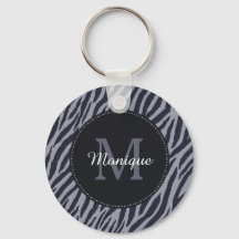 Stilvolle dunkelgraue Zebra Print Monogram und Nam