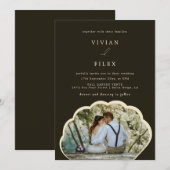 Stilvolle dunkelgrüne Foto-Einladung Einladung (Vorne/Hinten)