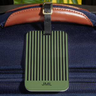 Stilvolle, dunkelgrüne und schwarze Streifen Gepäckanhänger