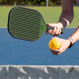 Stilvolle, dunkelgrüne und schwarze Streifen Pickleball Schläger